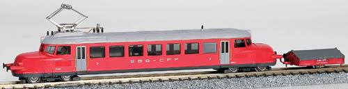 Kato HobbyTrain Lemke H2646 - Swiss Electric Red Arrow Railcar Re2 / 4207 of the SBB with Skianhänger